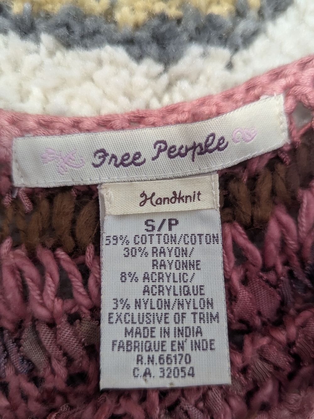 Free People Handknit Open-Weave Tank in Pink and Brown Mix - Picture 2 of 4